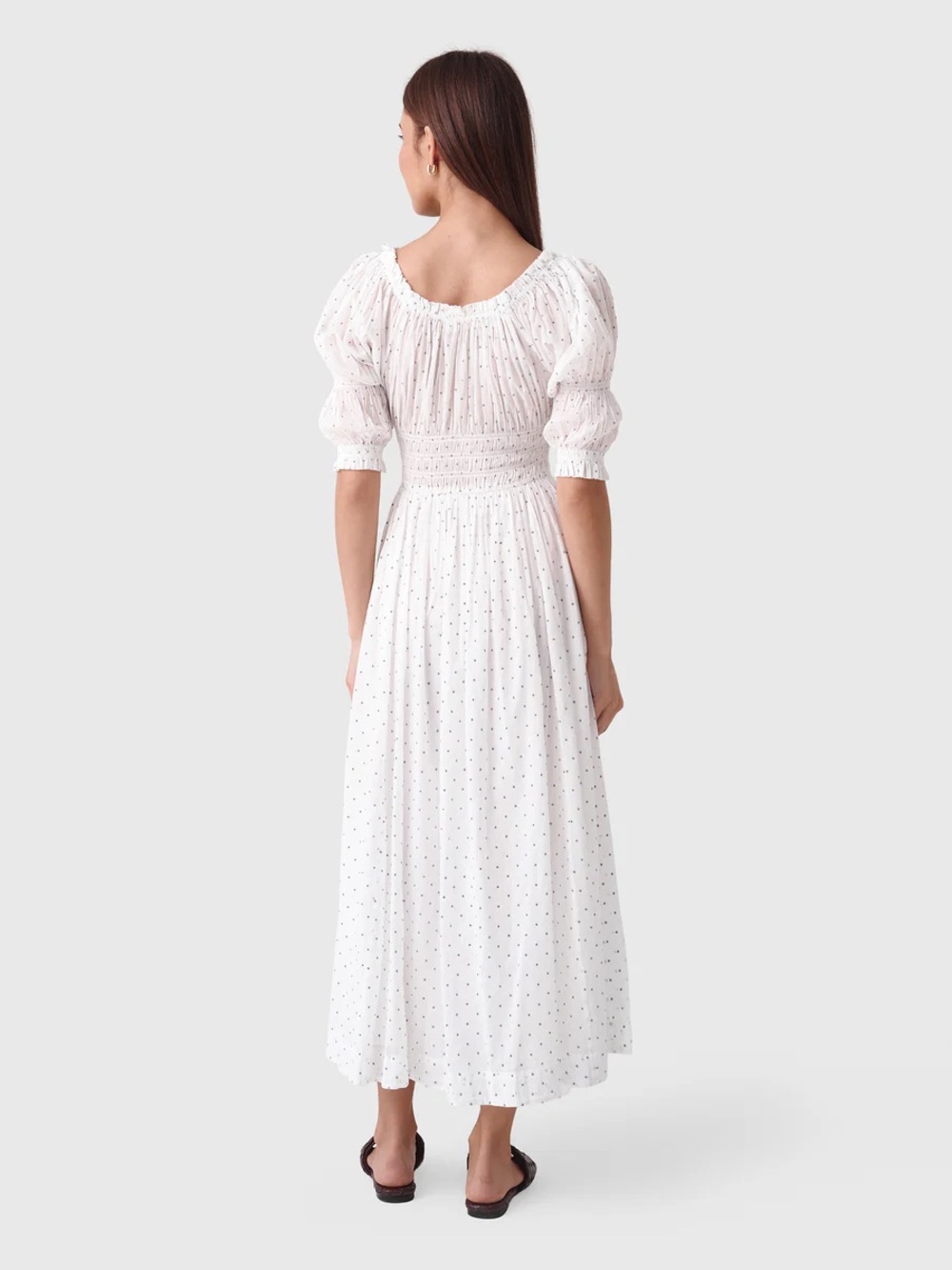 Doen ISCHIA DRESS SALT FLOCK DOT White Dress XS NWOT - Picture 4 of 7